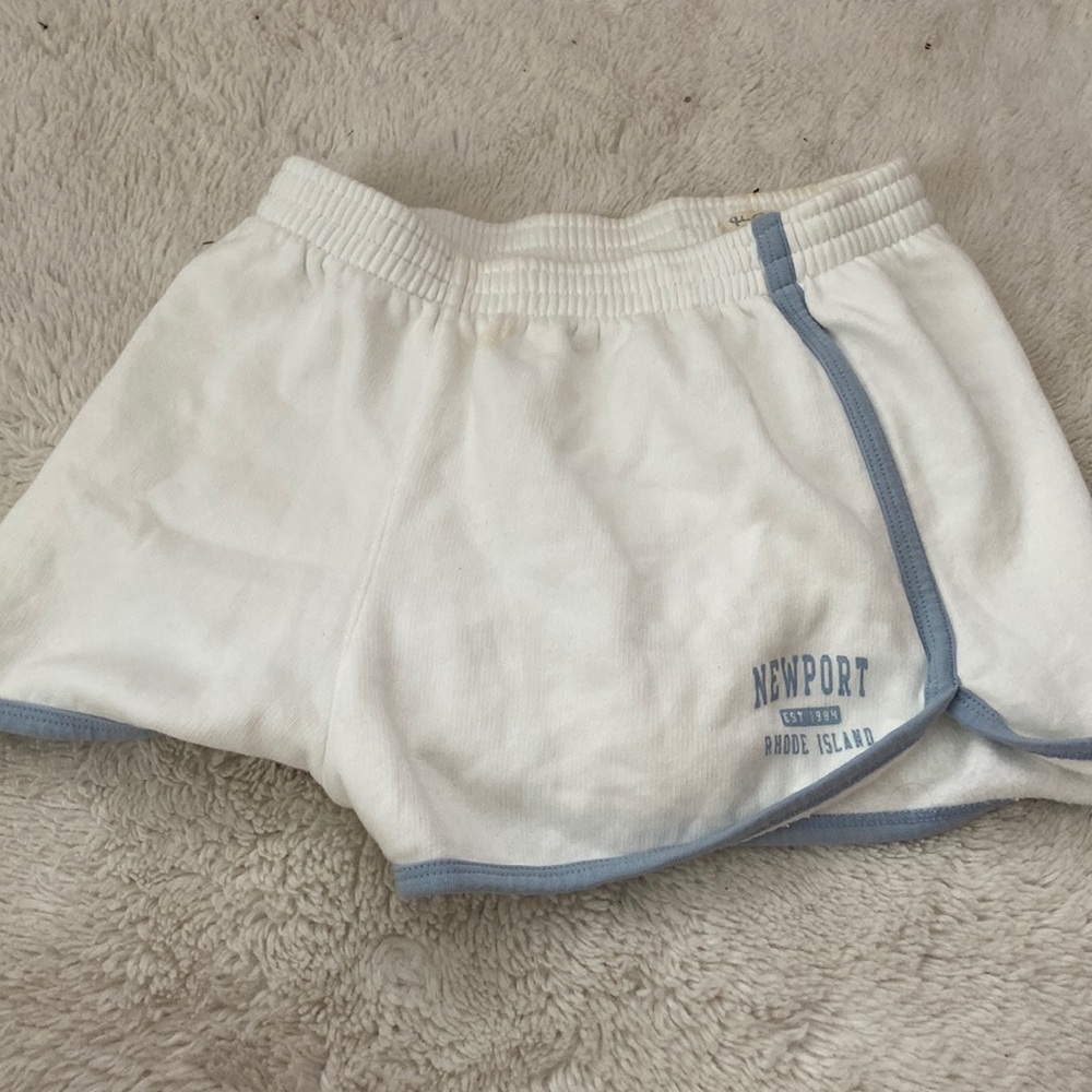 White sweat shorts.